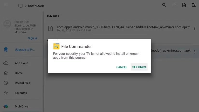 Allow unknown apps