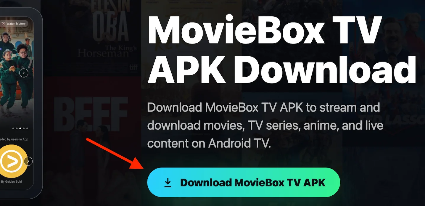 MovieBox TV APK download button