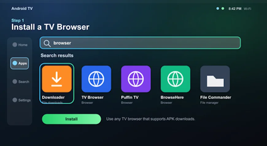 Install TV browser