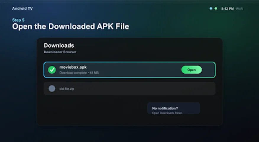 Open downloaded APK